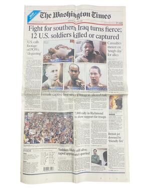 Washington Times Newspaper March 24 2003 Fight For South Iraq Turns Fierce